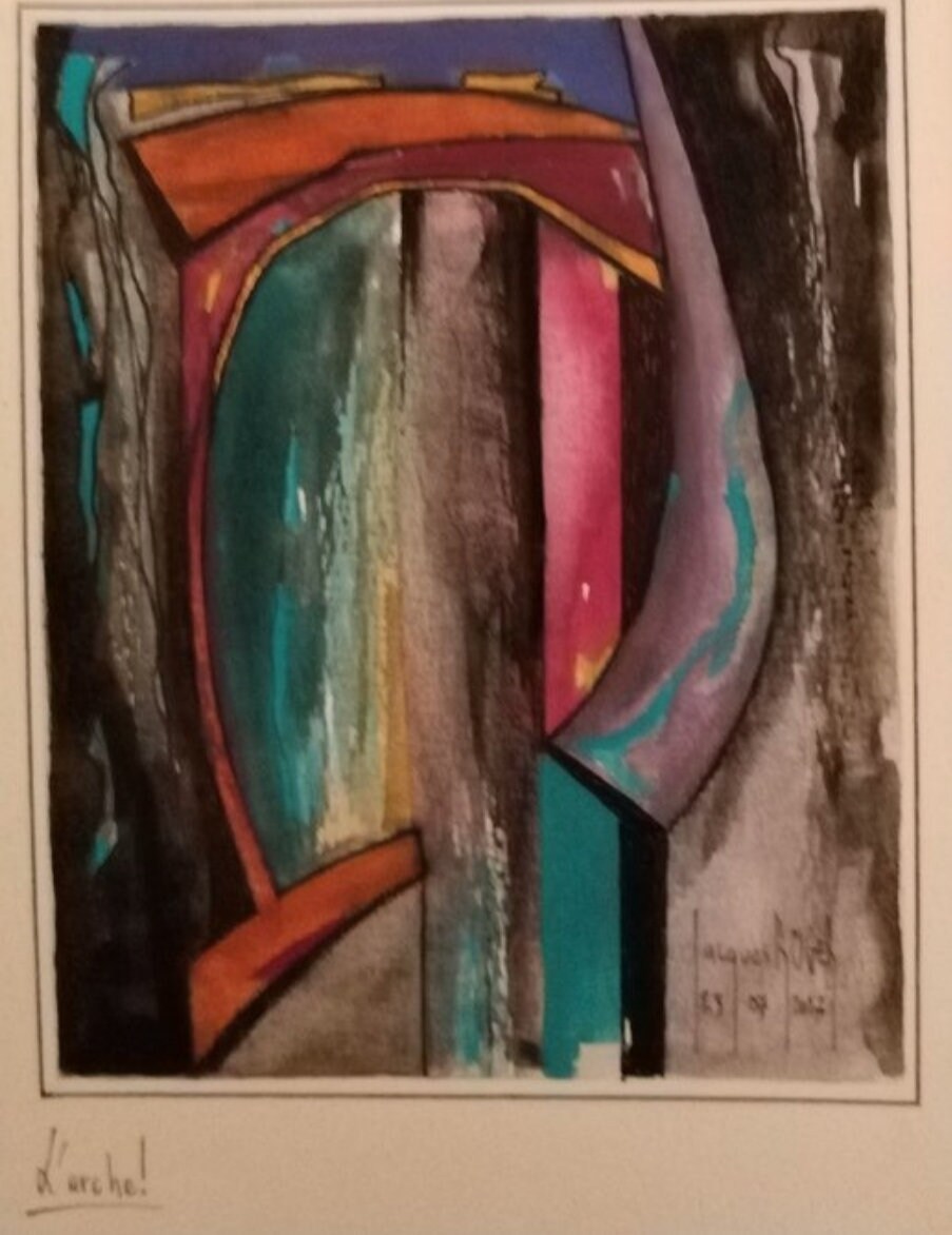 Jacques Roger (1950 - 2022) • Watercolor • "L arche" signed by artist 07/23/2017 • Ships Insured