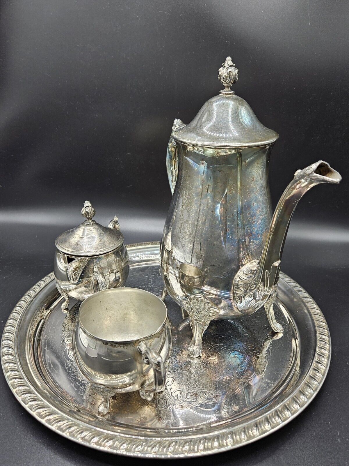Vintage Mid Century •  Leonard Tea Set • 4 Piece • Unpolished For Collector 