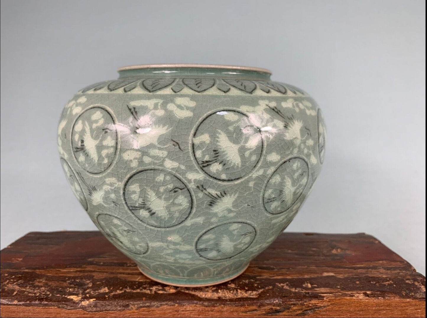 Green Celadone Vase • Korean • Mid 20th Century • 12cm X 17cm
