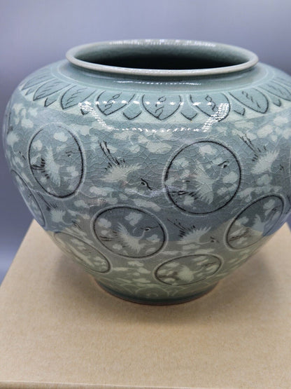 Green Celadone Vase • Korean • Mid 20th Century • 12cm X 17cm