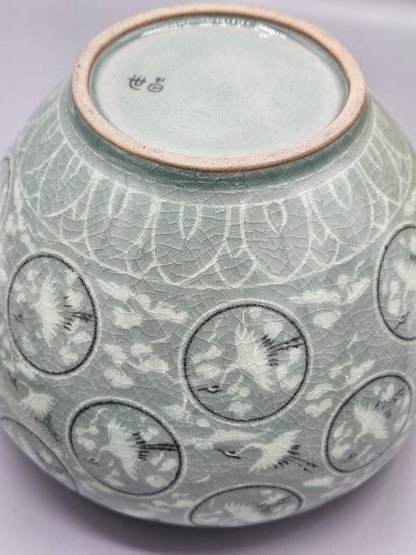 Green Celadone Vase • Korean • Mid 20th Century • 12cm X 17cm