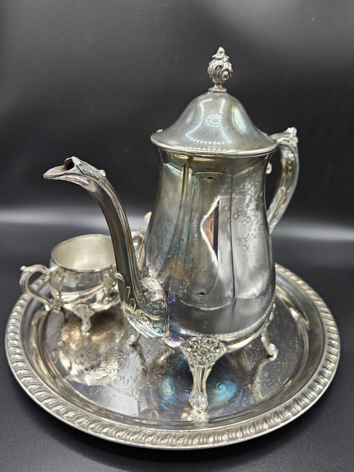 Vintage Mid Century •  Leonard Tea Set • 4 Piece • Unpolished For Collector 