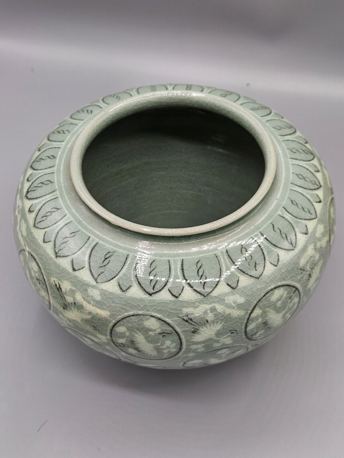 Green Celadone Vase • Korean • Mid 20th Century • 12cm X 17cm