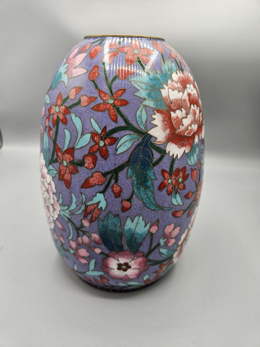 Antique • Chinese • Floral Cloisonné Enamel on Bronze Vase • 21cm • circa 1950's