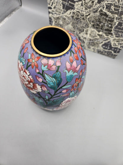 Antique • Chinese • Floral Cloisonné Enamel on Bronze Vase • 21cm • circa 1950's