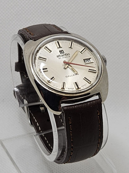 Vintage 70's • ATLANTIC Galleon Watch • 25 J• Date • Central Seconds • Swiss