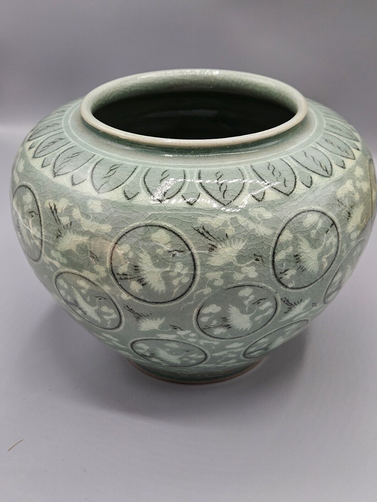 Green Celadone Vase • Korean • Mid 20th Century • 12cm X 17cm
