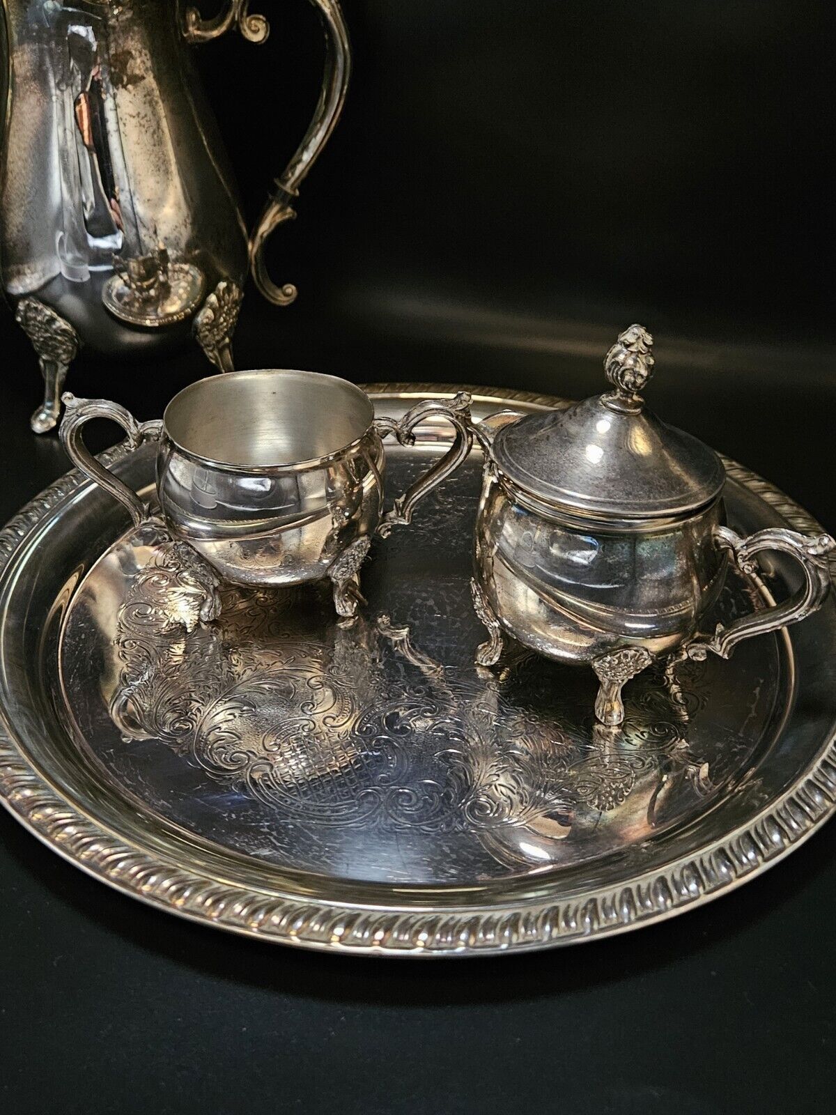 Vintage Mid Century •  Leonard Tea Set • 4 Piece • Unpolished For Collector 