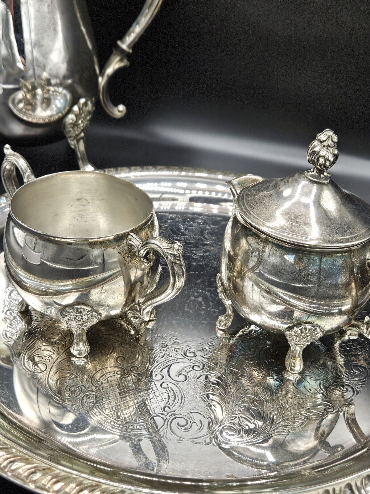 Vintage Mid Century •  Leonard Tea Set • 4 Piece • Unpolished For Collector 
