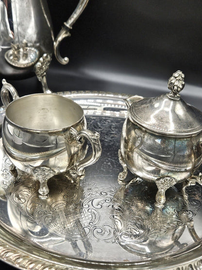 Vintage Mid Century •  Leonard Tea Set • 4 Piece • Unpolished For Collector 