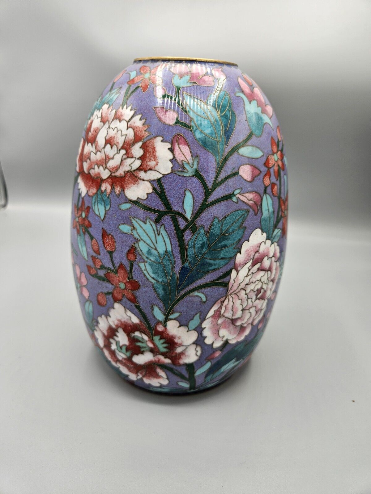 Antique • Chinese • Floral Cloisonné Enamel on Bronze Vase • 21cm • circa 1950's