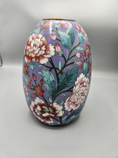 Antique • Chinese • Floral Cloisonné Enamel on Bronze Vase • 21cm • circa 1950's