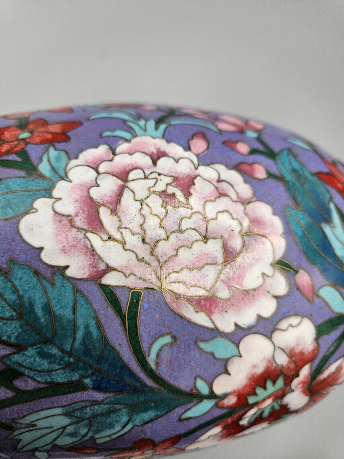 Antique • Chinese • Floral Cloisonné Enamel on Bronze Vase • 21cm • circa 1950's