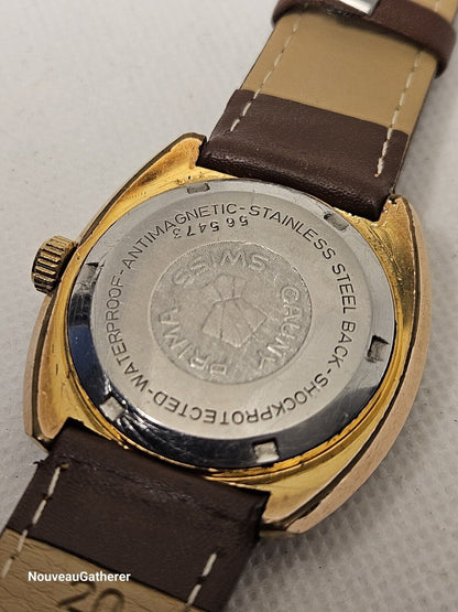 Cauny • Vintage Swiss Watch • Day Date • 17 Jewels • 1970's Mens • Runs