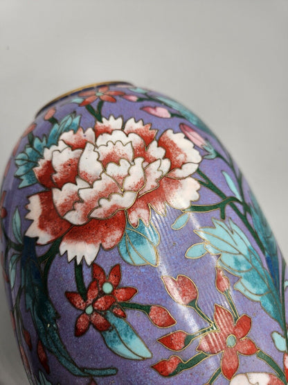 Antique • Chinese • Floral Cloisonné Enamel on Bronze Vase • 21cm • circa 1950's