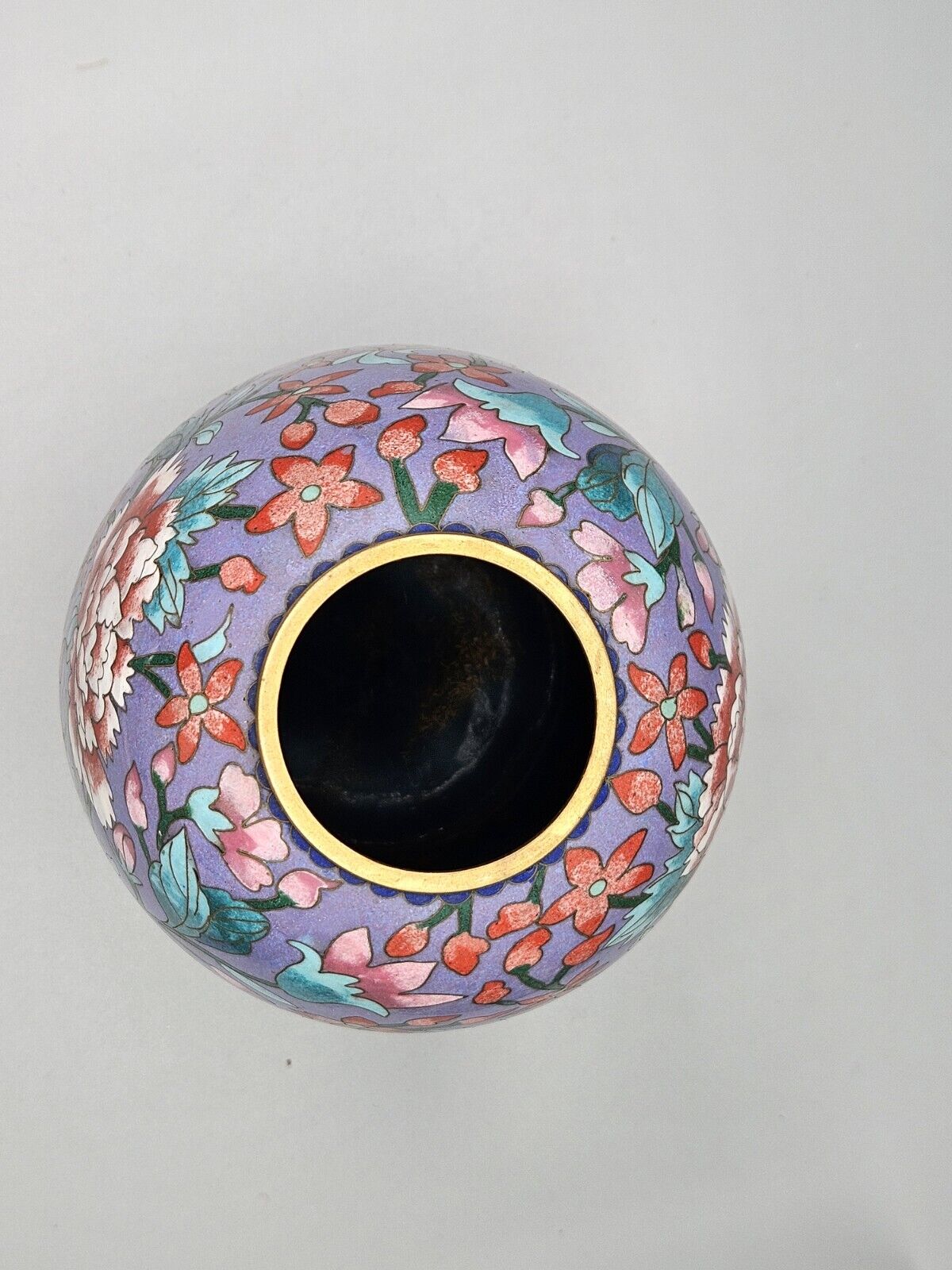 Antique • Chinese • Floral Cloisonné Enamel on Bronze Vase • 21cm • circa 1950's