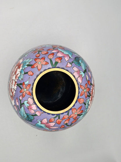 Antique • Chinese • Floral Cloisonné Enamel on Bronze Vase • 21cm • circa 1950's