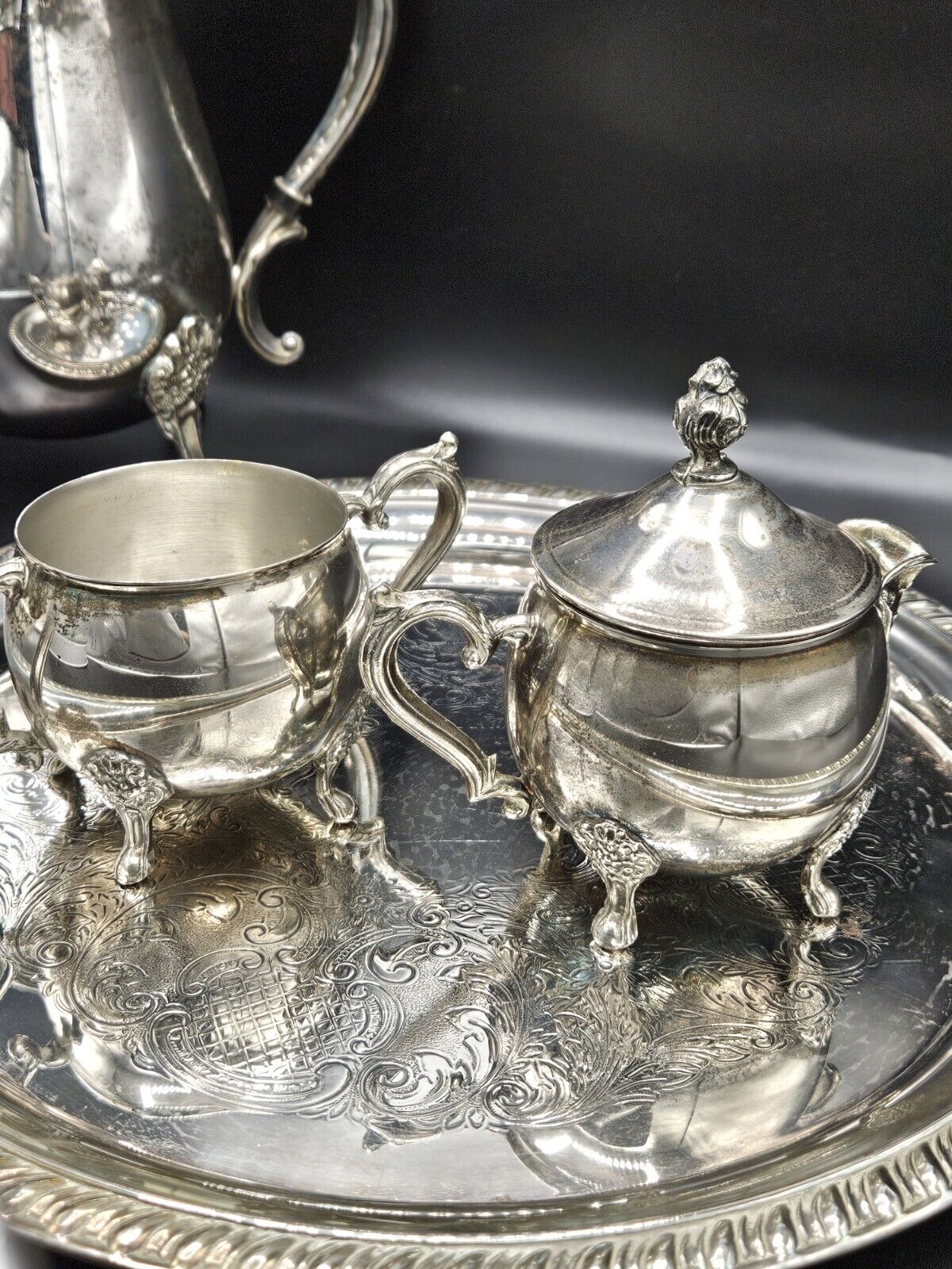 Vintage Mid Century •  Leonard Tea Set • 4 Piece • Unpolished For Collector 
