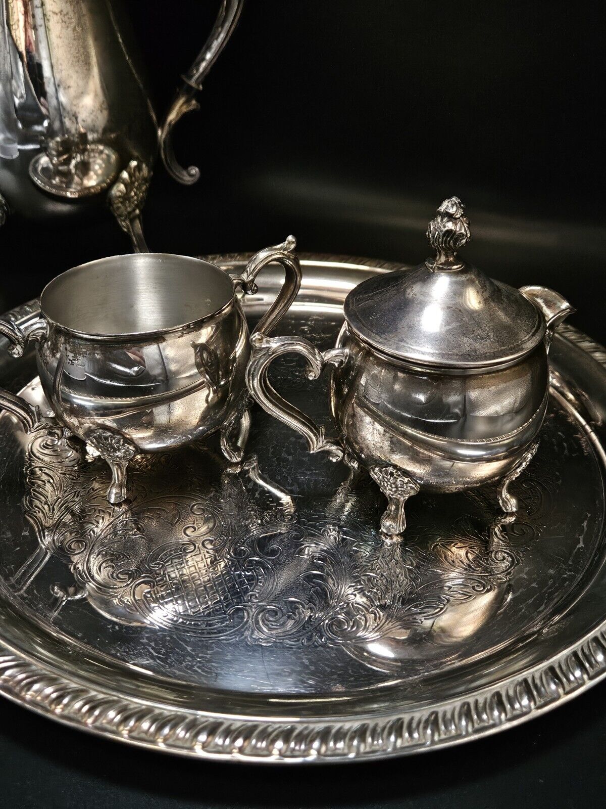 Vintage Mid Century •  Leonard Tea Set • 4 Piece • Unpolished For Collector 