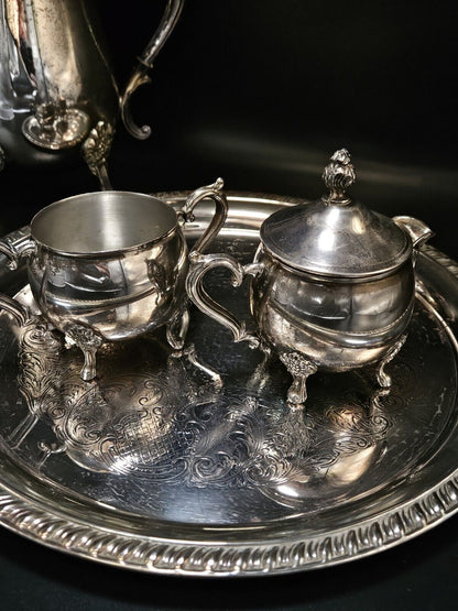 Vintage Mid Century •  Leonard Tea Set • 4 Piece • Unpolished For Collector 