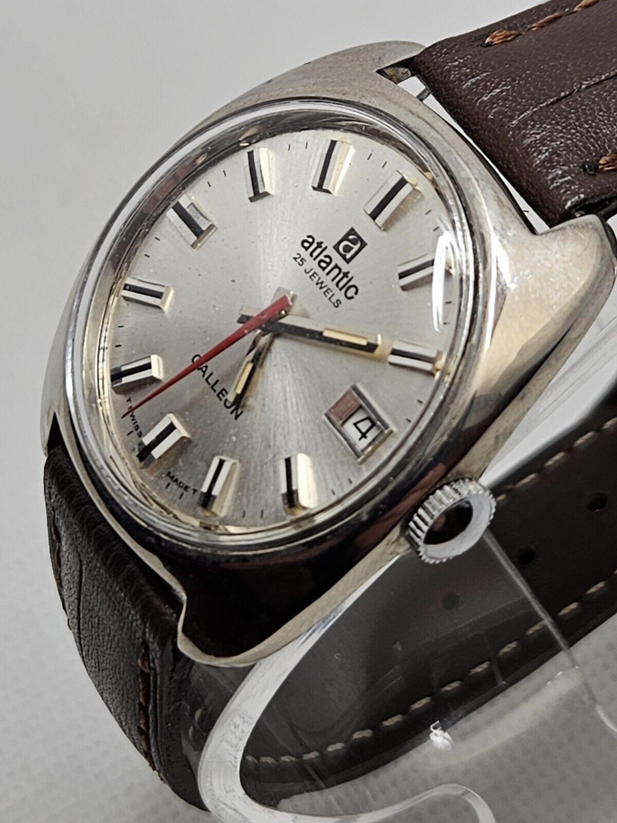 Vintage 70's • ATLANTIC Galleon Watch • 25 J• Date • Central Seconds • Swiss