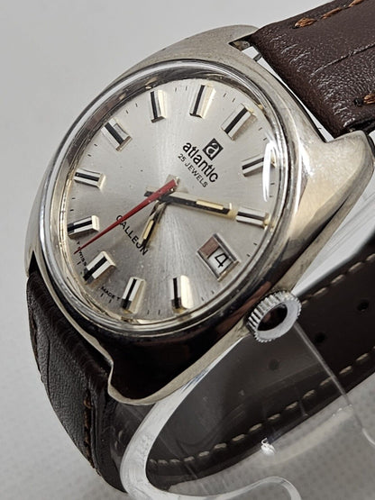 Vintage 70's • ATLANTIC Galleon Watch • 25 J• Date • Central Seconds • Swiss