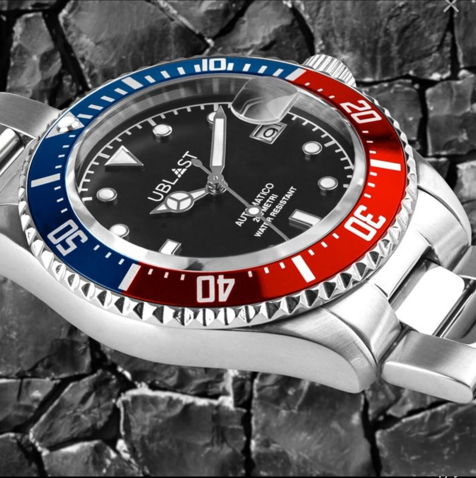 Ublast • 40mm • "Pepsi" Diver •  20ATM • UB2D4012BBR • SEIKO NH35 Automatic 24j