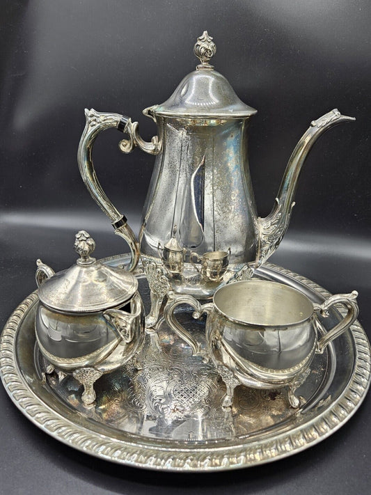 Vintage Mid Century •  Leonard Tea Set • 4 Piece • Unpolished For Collector 