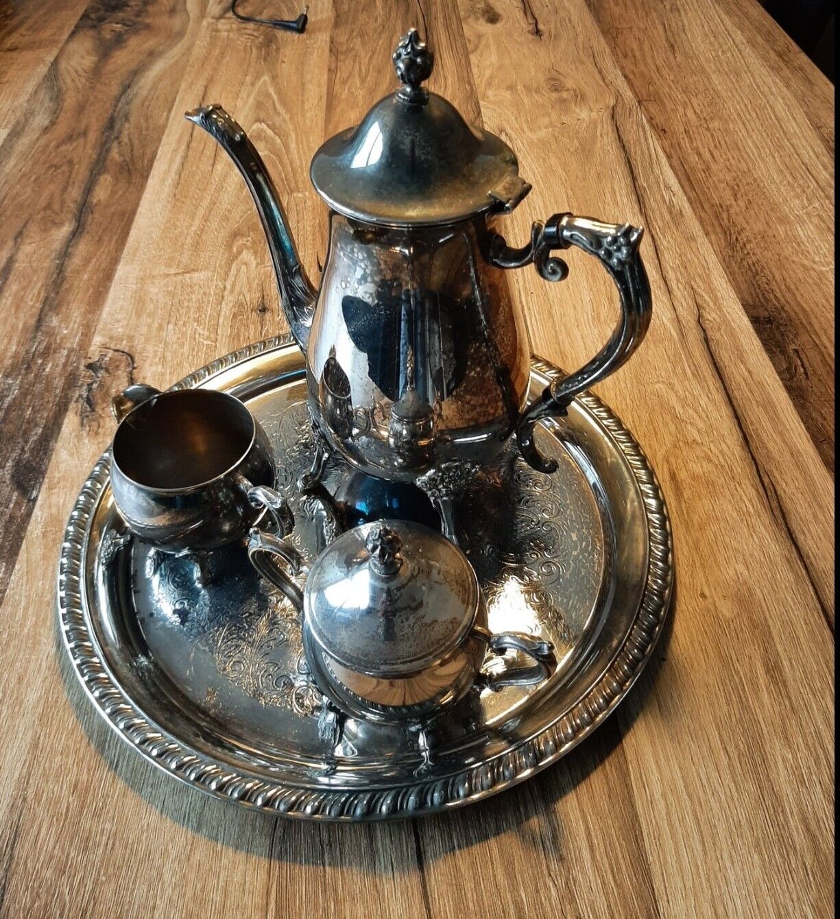 Vintage Mid Century •  Leonard Tea Set • 4 Piece • Unpolished For Collector 