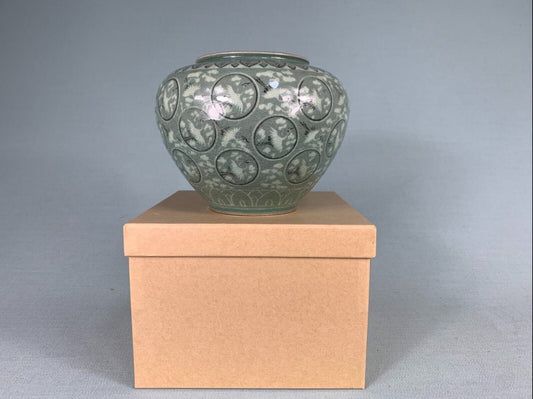 Green Celadone Vase • Korean • Mid 20th Century • 12cm X 17cm