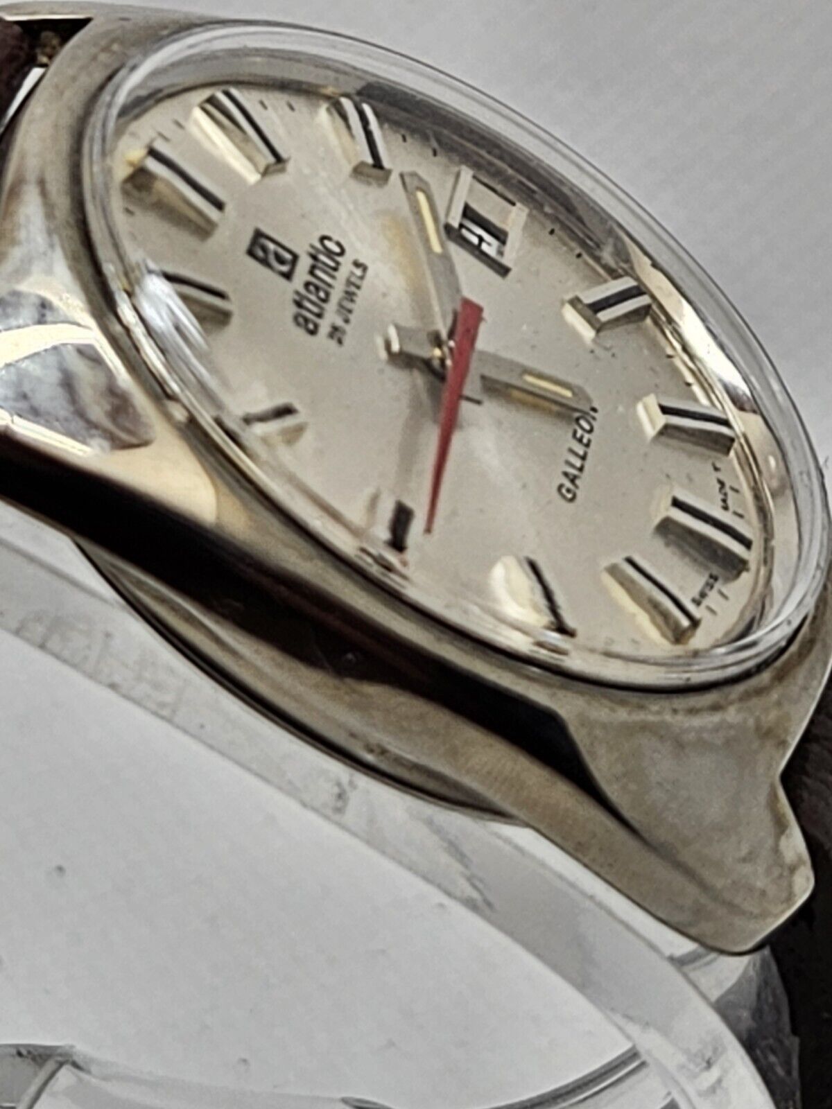 Vintage 70's • ATLANTIC Galleon Watch • 25 J• Date • Central Seconds • Swiss