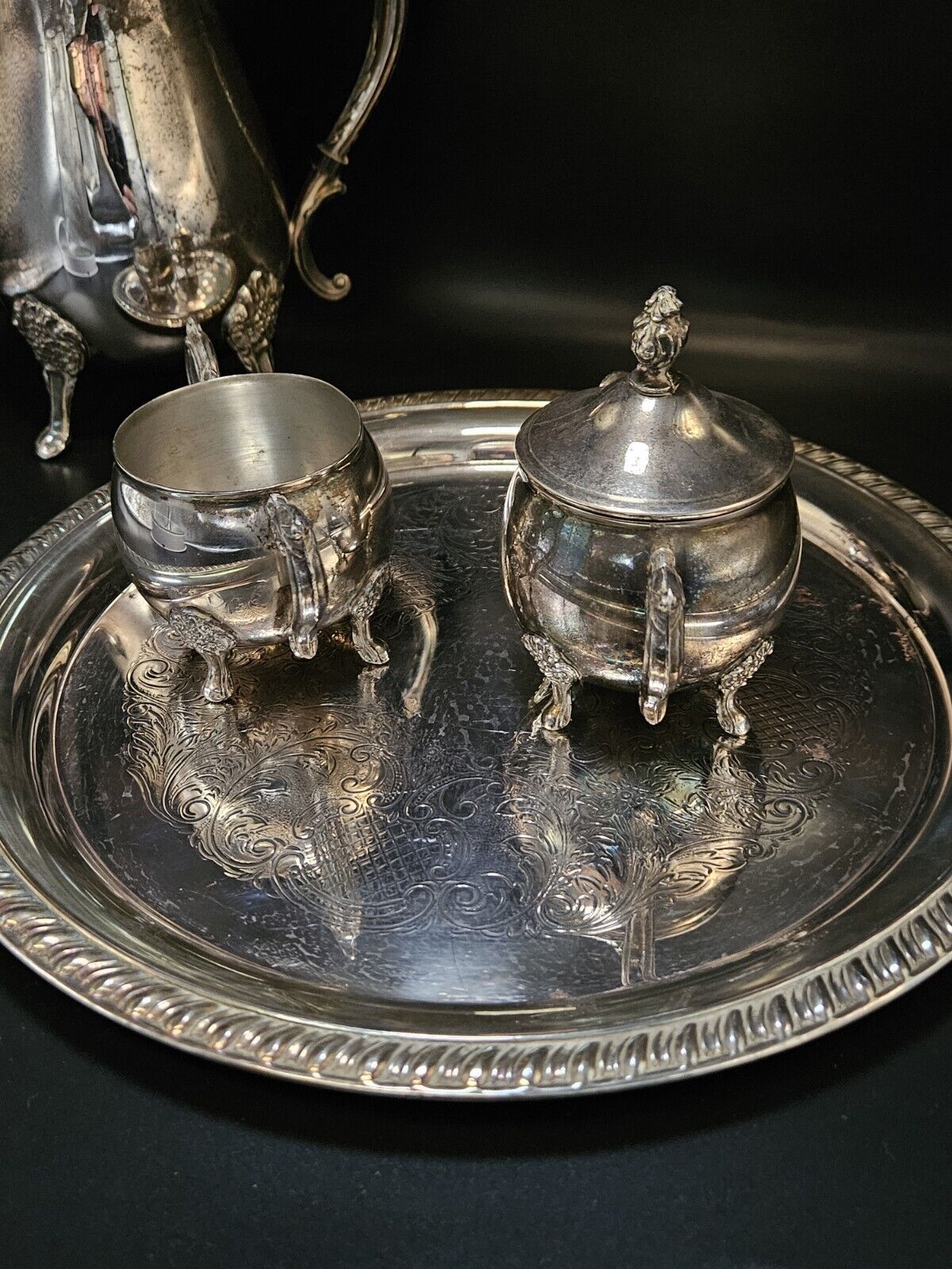 Vintage Mid Century •  Leonard Tea Set • 4 Piece • Unpolished For Collector 