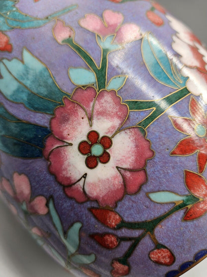 Antique • Chinese • Floral Cloisonné Enamel on Bronze Vase • 21cm • circa 1950's