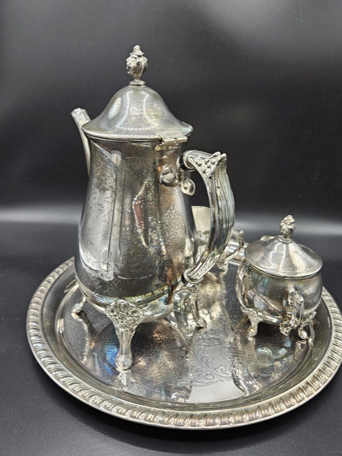Vintage Mid Century •  Leonard Tea Set • 4 Piece • Unpolished For Collector 