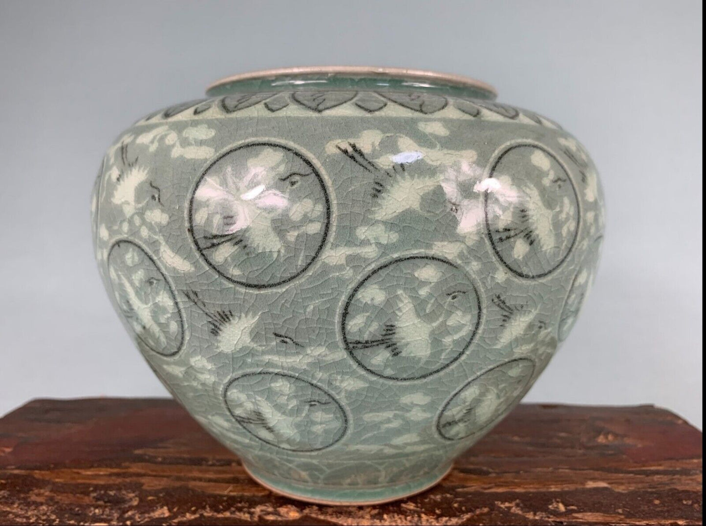 Green Celadone Vase • Korean • Mid 20th Century • 12cm X 17cm