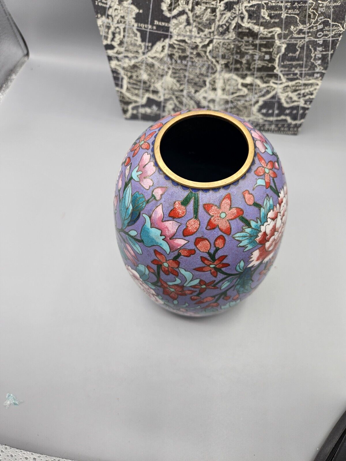 Antique • Chinese • Floral Cloisonné Enamel on Bronze Vase • 21cm • circa 1950's