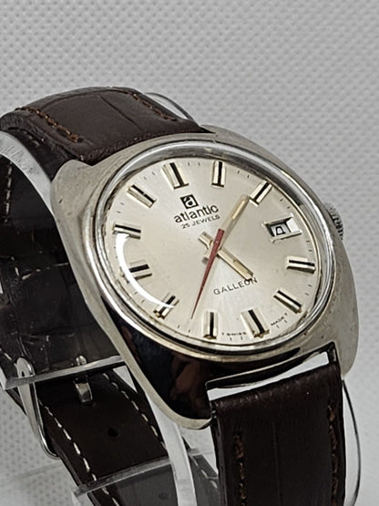 Vintage 70's • ATLANTIC Galleon Watch • 25 J• Date • Central Seconds • Swiss