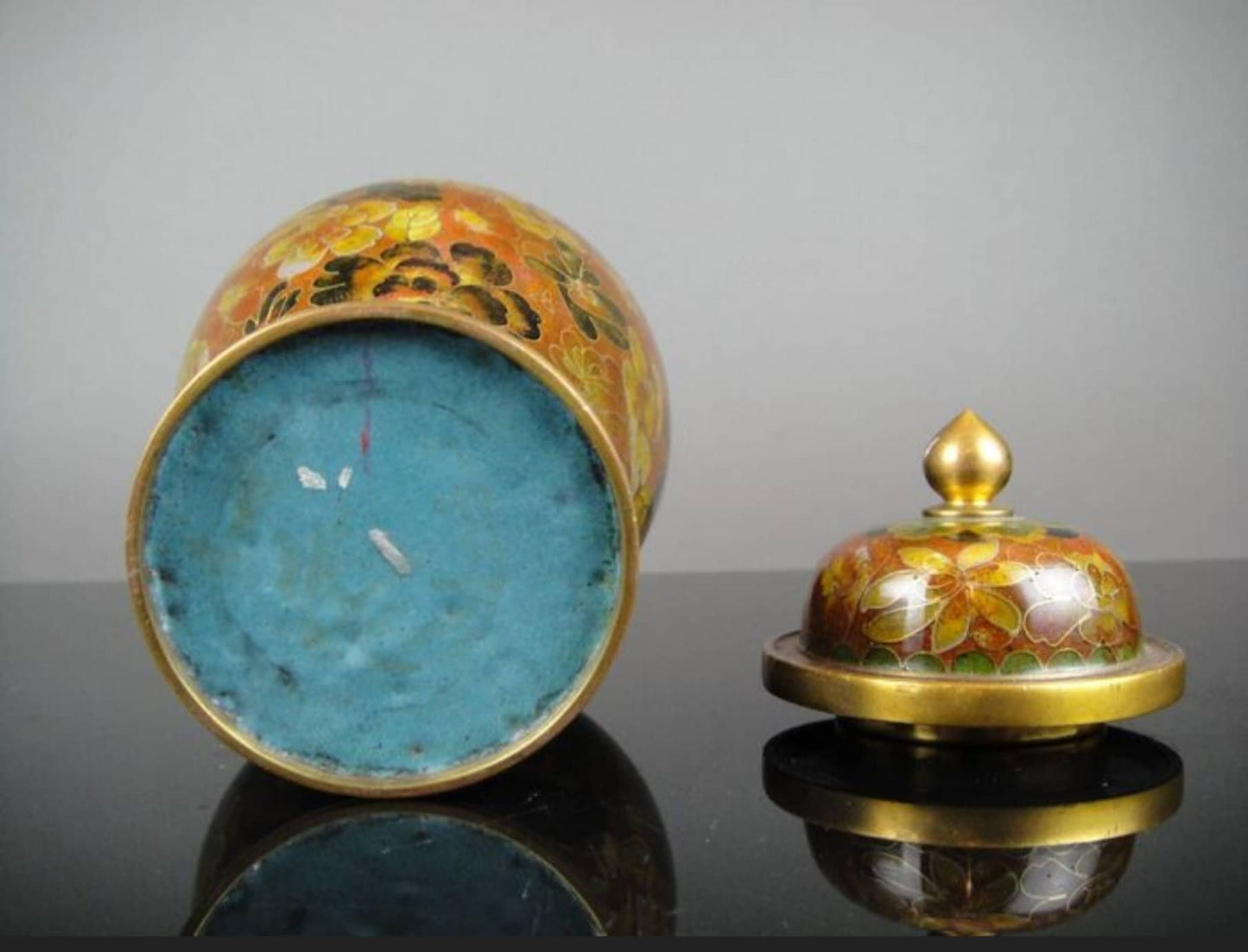 Vintage CLOISSANE Enamel Vase 21cm Mid 20th Century