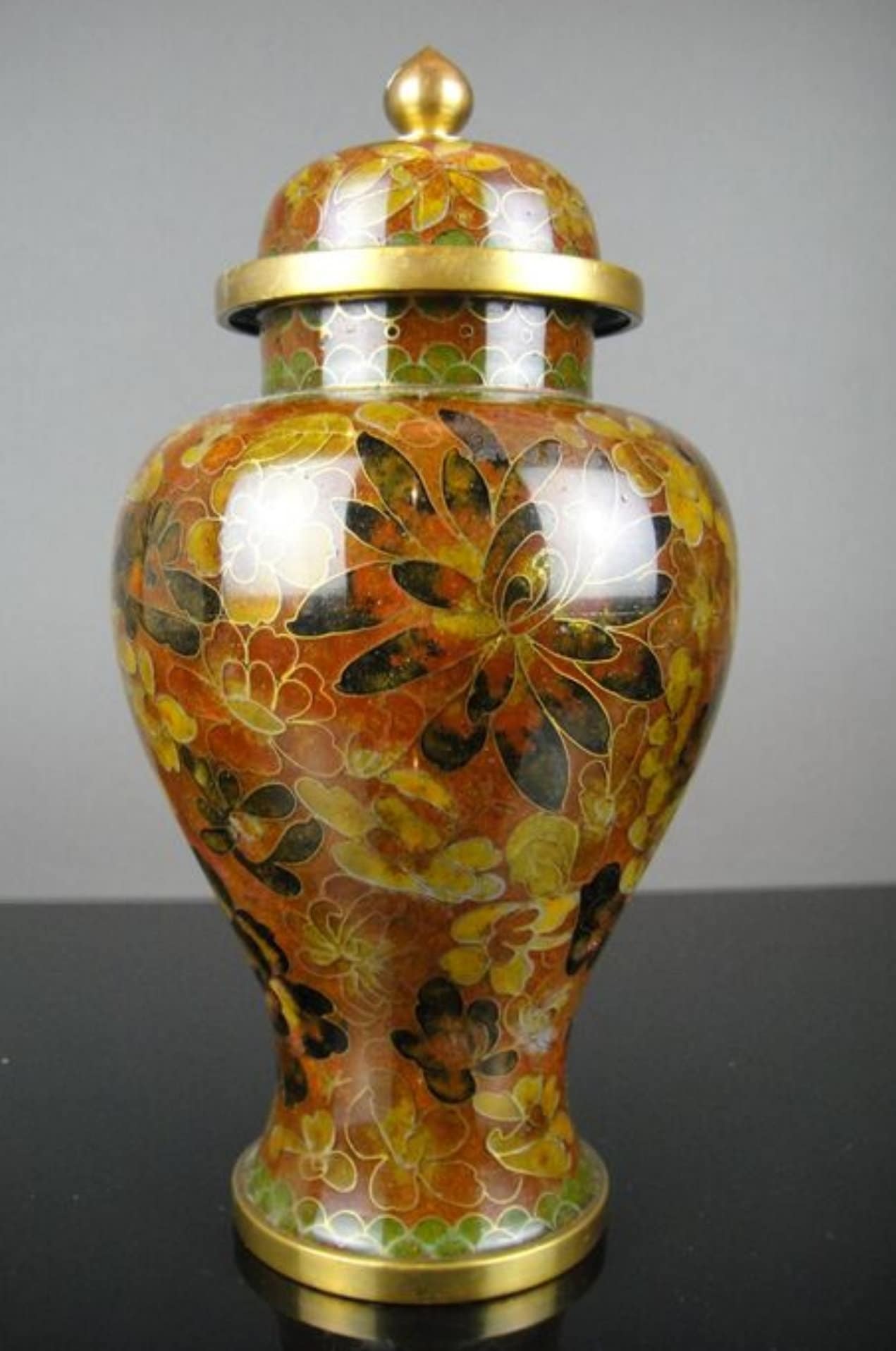 Vintage CLOISSANE Enamel Vase 21cm Mid 20th Century