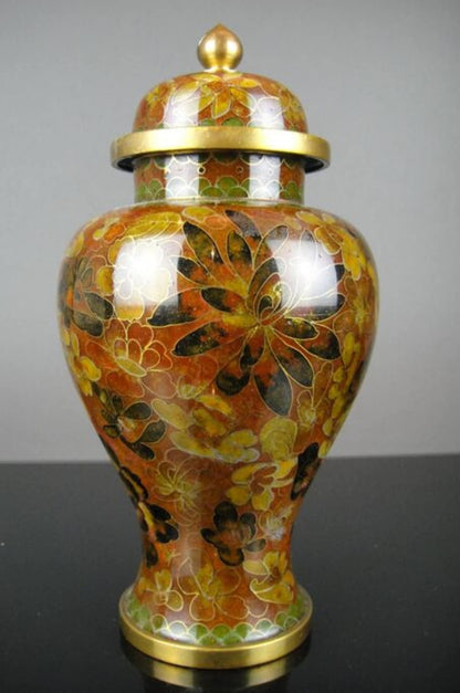 Vintage CLOISSANE Enamel Vase 21cm Mid 20th Century
