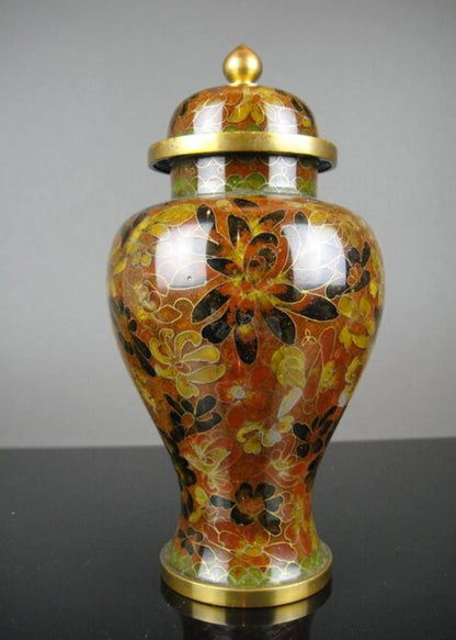 Vintage CLOISSANE Enamel Vase 21cm Mid 20th Century