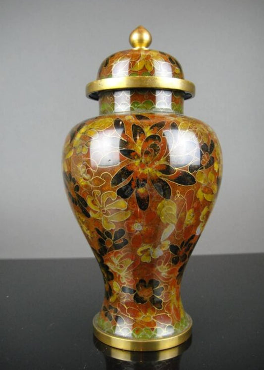 Vintage CLOISSANE Enamel Vase 21cm Mid 20th Century
