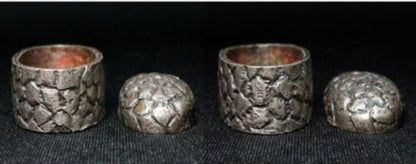 Late Edo Period Japanese Fuchi Kashira Copper w Silver Plated