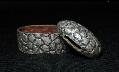 Late Edo Period Japanese Fuchi Kashira Copper w Silver Plated