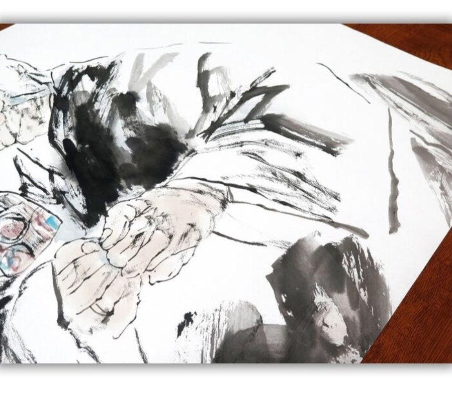Ink painting • Rice paper - 中国寫意畫-秋酣 Yang Xiaochun • China - 20th century est. 1970 • Ships Insured • 137×1×68 cm