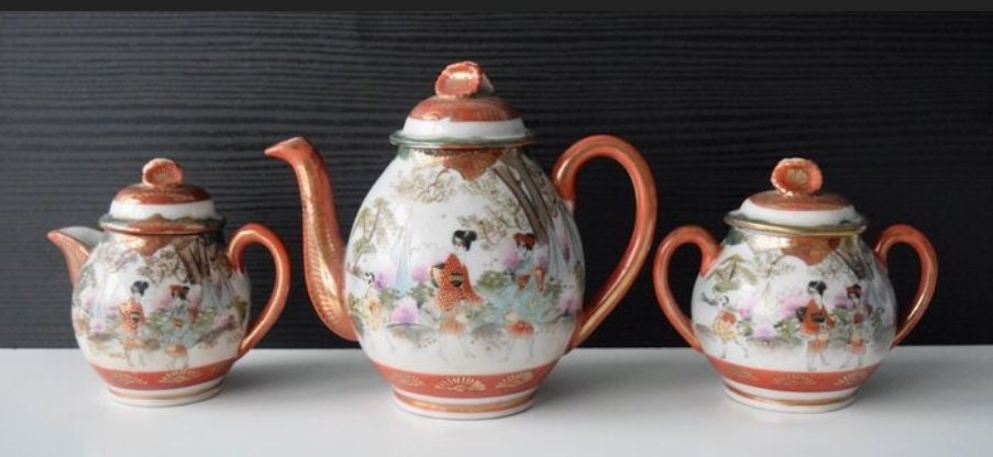 Early 20th Century Japanese Ceramic Tea Server Set - Ships Insured