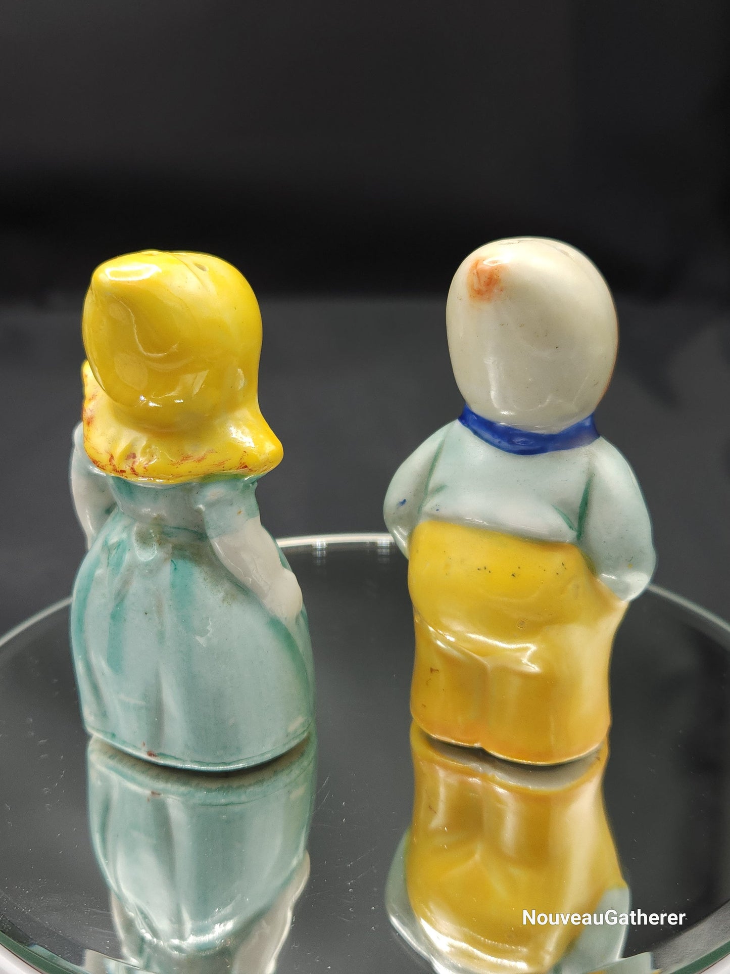 Antique Japanese Porcelain Salt Shaker Dutch Boy Dutch Girl