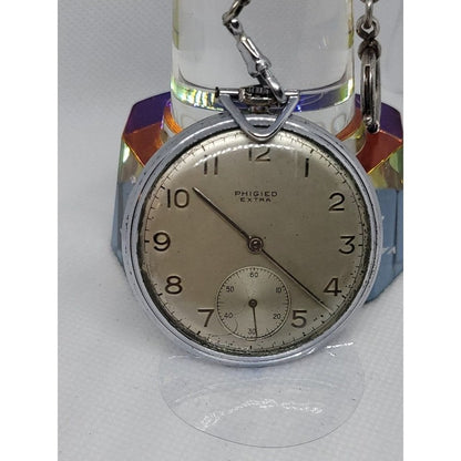 Very Rare 1920&#39;s Antique Phigied Extra Pocket Watch w Chain