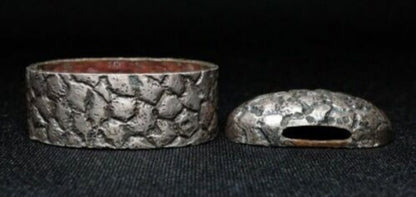 Late Edo Period Japanese Fuchi Kashira Copper w Silver Plated