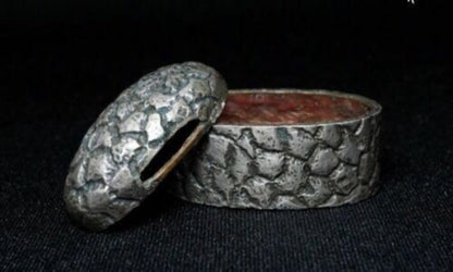 Late Edo Period Japanese Fuchi Kashira Copper w Silver Plated